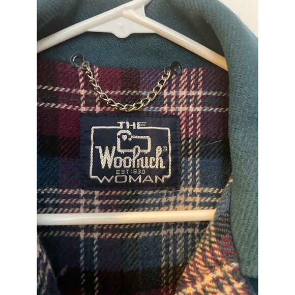 Woolrich Womens Teal Button-Up Coat W/ Plaid Lining & Pockets - Picture 3 of 10